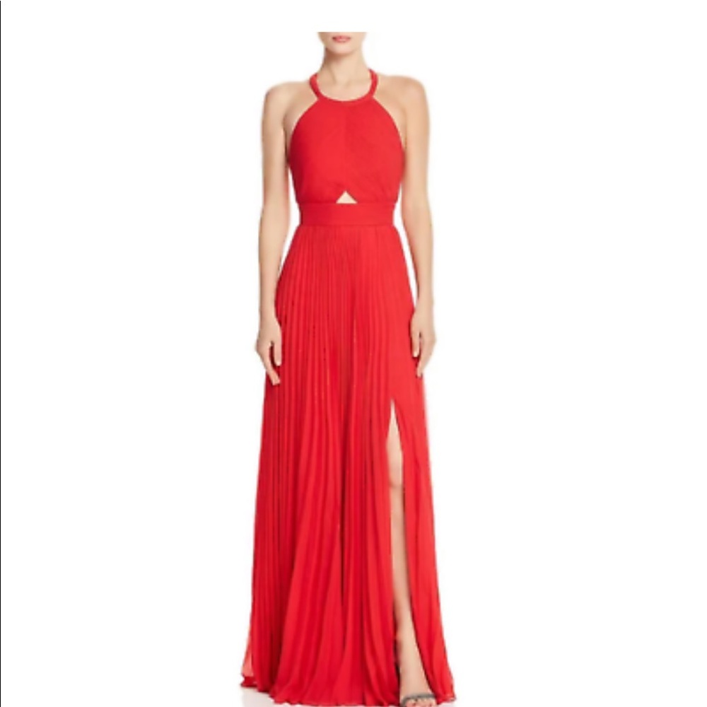 Aidan by Aidan Mattox Womens Evening Dress Pleated Keyhole